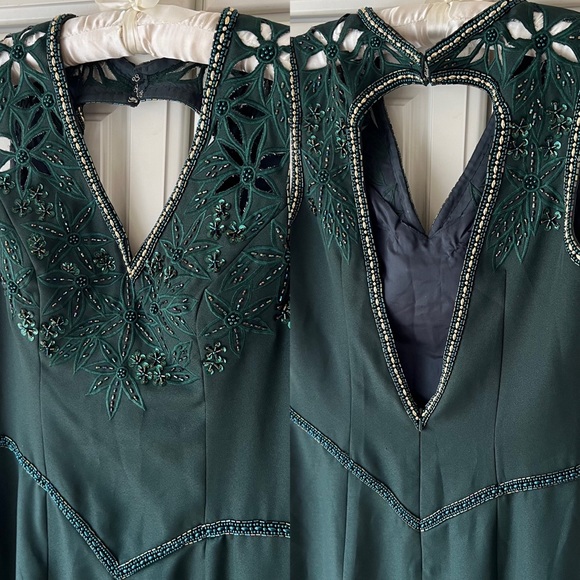 NWT Vintage Alyce Designs Emerald Green Beaded Formal Dress ! - Picture 11 of 12